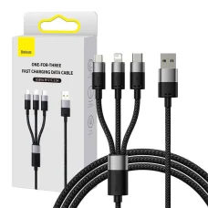 Data Cable Baseus USB to Type-C, Lightning, Micro-USB, 100W, 1.5m - Cluster Black
