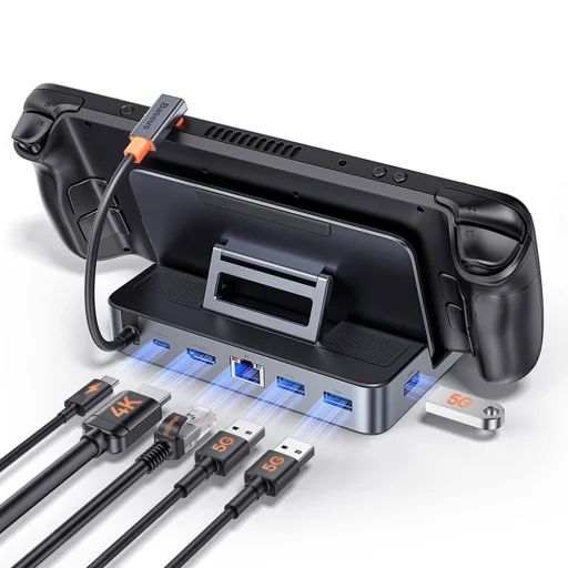 Steam Deck OLED Baseus - Docking Station GamerX Series (B00052900811-00) - 5Gbps, 4K@60Hz, PD100W, Ethernet - Fekete - 3