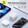 Wall Charger Baseus GaN 2x USB, Type-C, Gyors töltés, 30W - Fehér thumbnail