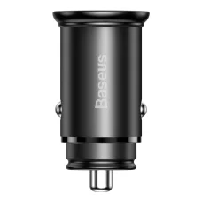 Baseus Autós Töltő Kör alakú Fém (CCALL-BS01) - Type-C, USB, PPS 30W, Multi Protokoll - Fekete