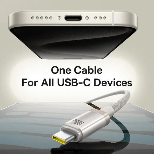 USB-C to Type-C, 100W, Gyors töltés, 480Mbps, 2m - Galaxy Titanium Gold Baseus Data Cable Titanium (P10378100G21-01) - 14