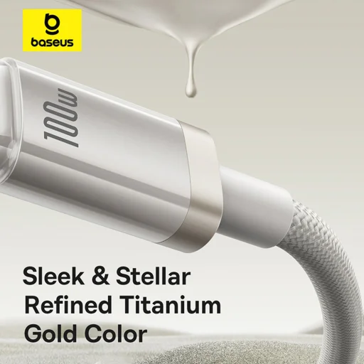 USB-C to Type-C, 100W, Gyors töltés, 480Mbps, 2m - Galaxy Titanium Gold Baseus Data Cable Titanium (P10378100G21-01) - 24