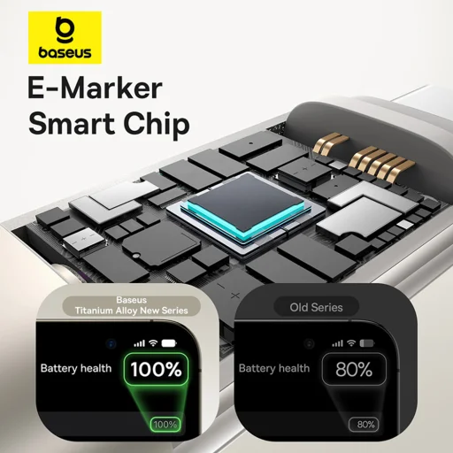 USB-C to Type-C, 100W, Gyors töltés, 480Mbps, 2m - Galaxy Titanium Gold Baseus Data Cable Titanium (P10378100G21-01) - 25