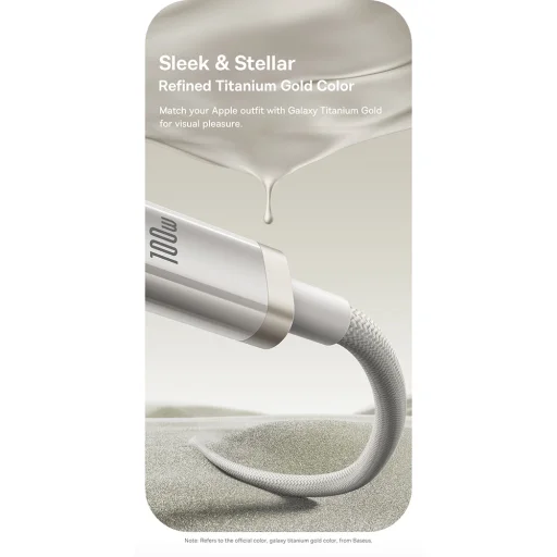 USB-C to Type-C, 100W, Gyors töltés, 480Mbps, 2m - Galaxy Titanium Gold Baseus Data Cable Titanium (P10378100G21-01) - 4
