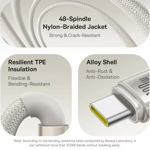 USB-C to Type-C, 100W, Gyors töltés, 480Mbps, 2m - Galaxy Titanium Gold Baseus Data Cable Titanium (P10378100G21-01) - 7