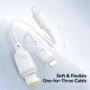 Baseus Data Cable Silky - Gyors töltés, Type-C to Micro-USB, Lightning, USB-C, 100W, 1.5m - Holdfehér thumbnail
