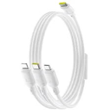 Baseus Data Cable Silky - Gyors töltés, Type-C to Micro-USB, Lightning, USB-C, 100W, 1.5m - Holdfehér