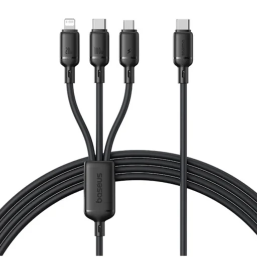 Data Cable - USB - USB-C, Lightning, Micro-USB, 100W, 480Mbps, 1.5m, fekete (Baseus - Gyors töltés, P10377705123-00) - 1