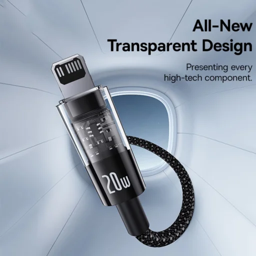 Baseus Data Cable Gem USB-C to Lightning, Gyors Töltés 20W, 1m, Cluster Fekete - 2