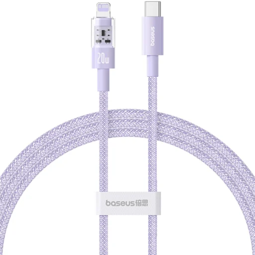 Baseus - Adatkábel Gem (P10373001511-00) - USB-C Lightninghez, Gyors töltés 20W, 1m - Nebula Purple - 1