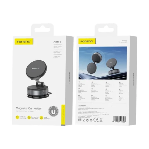 FONENG CP129 mágneses autós telefontartó Fekete Magsafe - 2