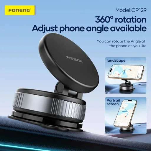 FONENG CP129 mágneses autós telefontartó Fekete Magsafe - 5