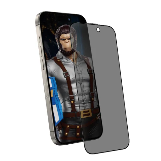 Blueo - Kémlelésgátló üveg - iPhone XR / iPhone 11 - Fekete üvegfólia - 2