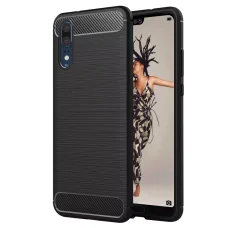 Huawei P20 Techsuit - Carbon Silicone - Fekete tok