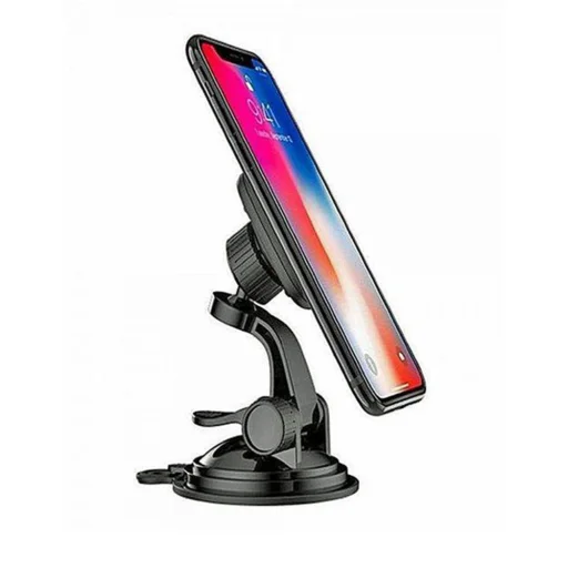 Autó Mágneses tartó Techsuit MagGrip (S6) műszerfalra, 360°-os forgatás, tapadókorong, 2 fém lemez - Fekete/Piros - 7