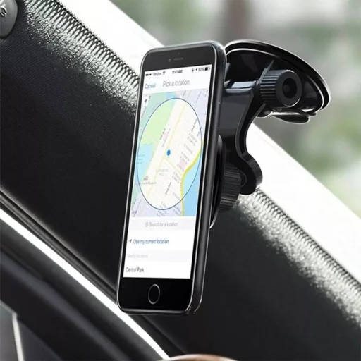 Autó Mágneses tartó Techsuit MagGrip (S6) műszerfalra, 360°-os forgatás, tapadókorong, 2 fém lemez - Fekete/Piros - 8