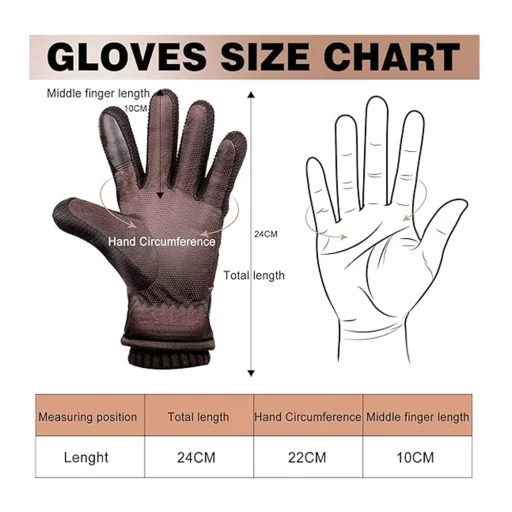 Érintőképernyős kesztyű Techsuit - PU, puha és meleg, egyméretes - Barna - 3