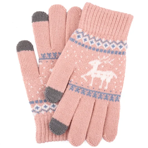 Touchscreen Gloves Raindeer (ST0002) - Gyapjú - Pink Techsuit kesztyű - 5