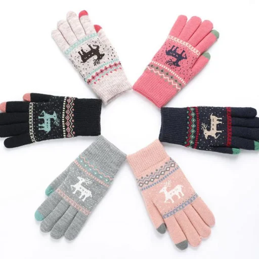 Touchscreen Gloves Raindeer (ST0002) - Gyapjú - Pink Techsuit kesztyű - 7