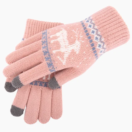 Touchscreen Gloves Raindeer (ST0002) - Gyapjú - Pink Techsuit kesztyű - 2