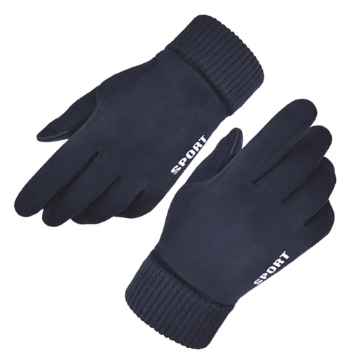 Touchscreen Gloves Suede (ST0009) PU bőr, plüss belső - Kék Techsuit kesztyű - 2