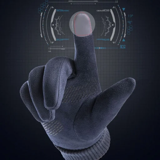 Touchscreen Gloves Suede (ST0009) PU bőr, plüss belső - Kék Techsuit kesztyű - 6