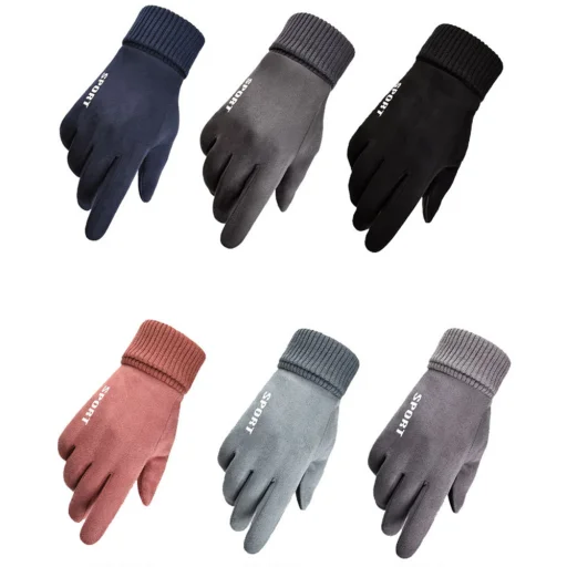 Touchscreen Gloves Suede (ST0009) PU bőr, plüss belső - Kék Techsuit kesztyű - 8