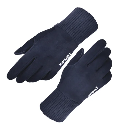 Touchscreen Gloves Suede (ST0009) PU bőr, plüss belső - Kék Techsuit kesztyű - 1