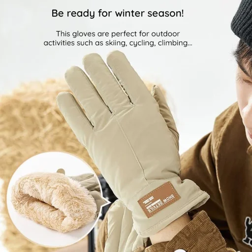 Síeléshez Techsuit Érintőképernyős Kesztyű (OG103) - Szuper Meleg, Divatos, Egy méret - Bézs - 6
