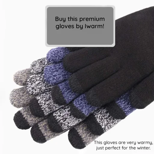 Iwarm Kesztyűk (ST0018) - Premium Gyapjú, Csúszásmentes Részletekkel, Méret 21cm - Fekete - 3
