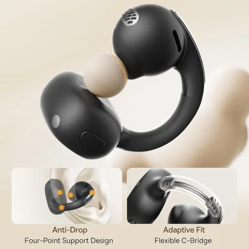 Baseus - Vezeték nélküli fülhallgató Bowie MC1 (A00083501126-00) - Nyitott fülre rögzíthető design, BT V5.4, IP57 vízálló, 600mAh - Fekete - 9