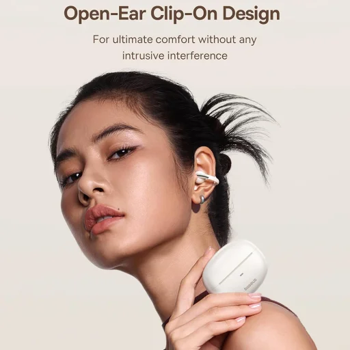 Baseus - Vezeték nélküli fülhallgató Bowie MC1 (A00083501226-00) - Nyitott Fülcsipesz Kialakítás, BT V5.4, IP57 Vízálló, 600mAh - Fehér - 7