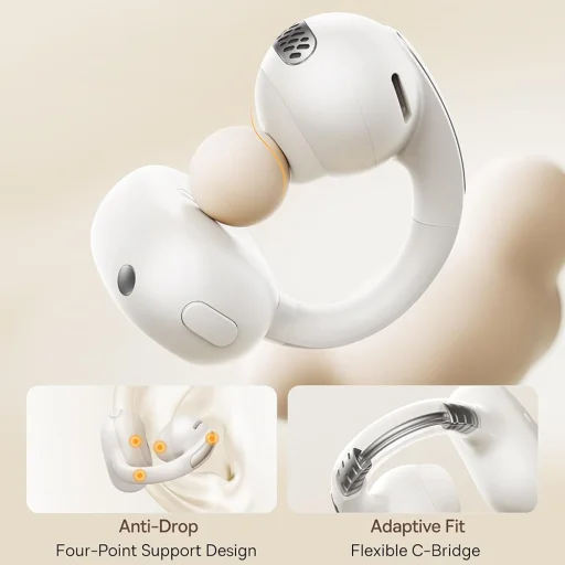 Baseus - Vezeték nélküli fülhallgató Bowie MC1 (A00083501226-00) - Nyitott Fülcsipesz Kialakítás, BT V5.4, IP57 Vízálló, 600mAh - Fehér - 9