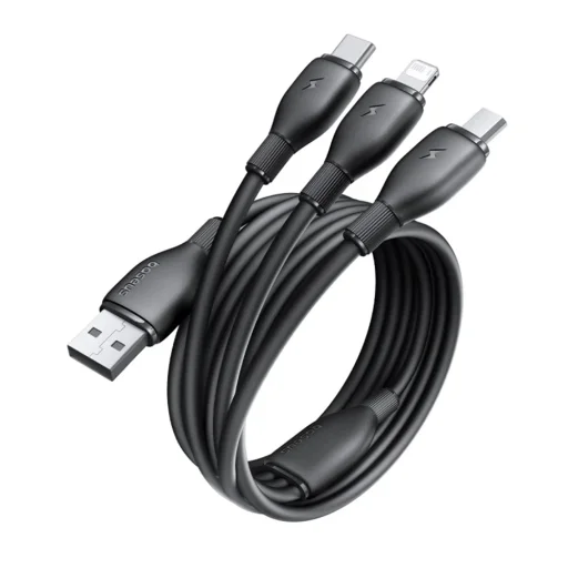 Baseus Ultra-Fast adatkábel (P10376303121-00) - Gyors töltés, USB-Micro-USB, Lightning, USB-C, 3.5A, 1.3m - Fekete - 3