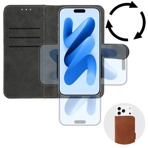 COMMON Univerzális fliptok (MÉRET S) Iphone 12/13/Samsung S6/A5 2016/Xcover 4/S22/Huawei P8 2017 barna tok - 4