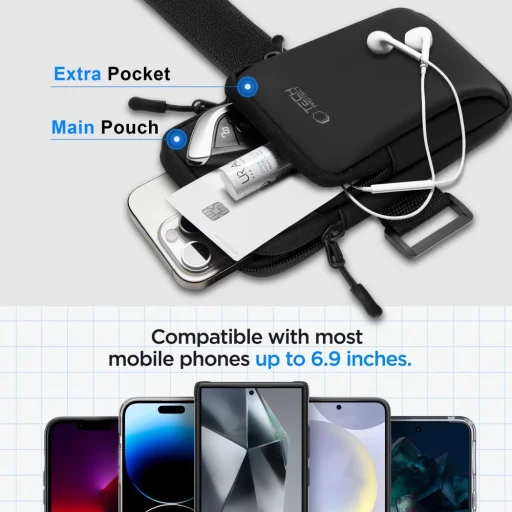 Tech-Protect M7 Univerzális Sport kartáska Fekete/fekete - 9