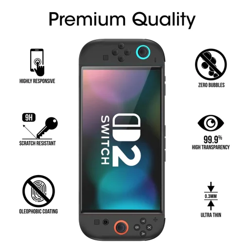 Nintendo Switch 2 Átlátszó Techsuit (2 pack) Premium Tempered Glass SwitchAura applikátorral (NS1), 9H Ellenálló - 3