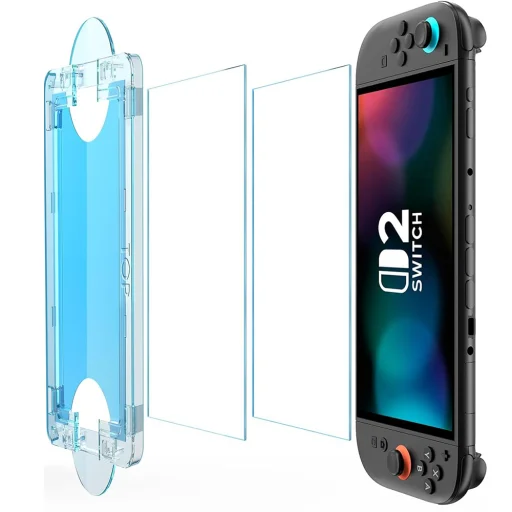 Nintendo Switch 2 Átlátszó Techsuit (2 pack) Premium Tempered Glass SwitchAura applikátorral (NS1), 9H Ellenálló - 1