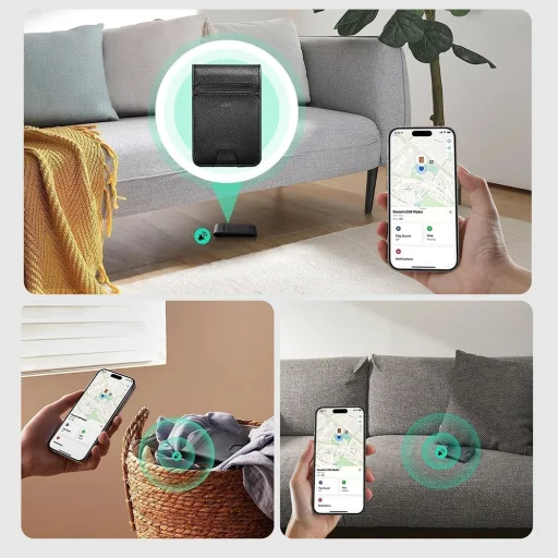 Classic Geo Kártyatartó - Vegán Bőr Pénztárca 11 kártyához és készpénzhez, Find My funkcióval, RFID blokkolás - Carbon Fiber - 9