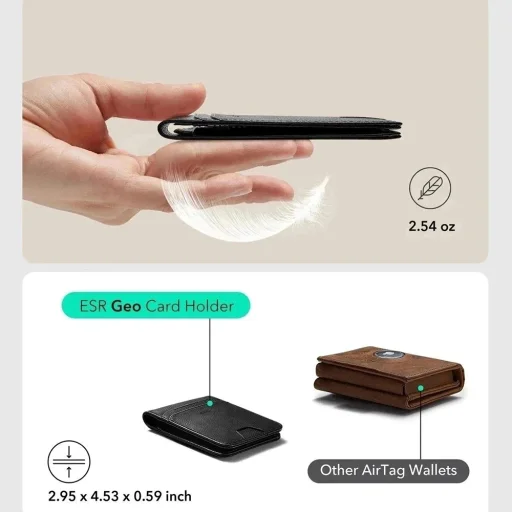 Classic Geo Kártyatartó - Vegán Bőr Pénztárca 11 kártyához és készpénzhez, Find My funkcióval, RFID blokkolás - Carbon Fiber - 6