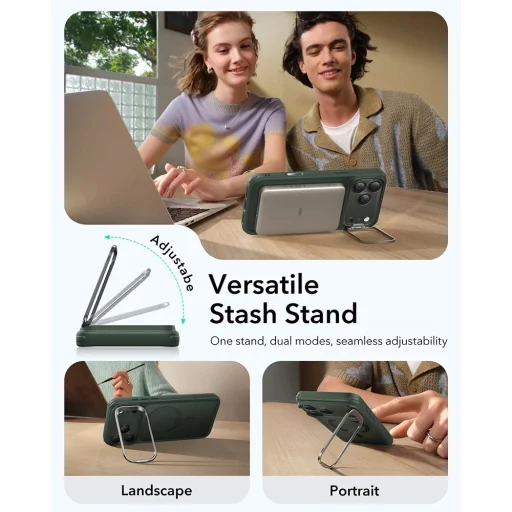 iPhone 17 Pro Fagyos Zöld ESR Classic Hybrid HaloLock Kitámasztós tok - 4