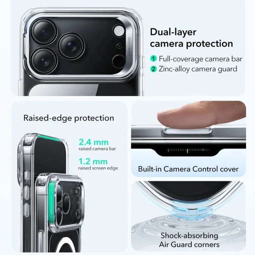 iPhone 17 Pro Max Clear ESR Classic Hybrid HaloLock Kickstand tok - 4