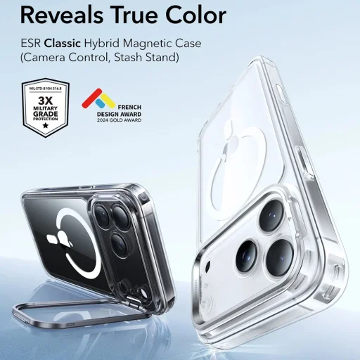 iPhone 17 Pro Max Clear ESR Classic Hybrid HaloLock Kickstand tok - 5