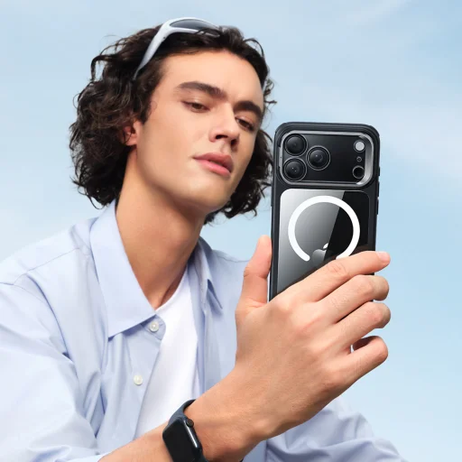 iPhone 17 Pro ESR Classic Hybrid HaloLock Kickstand - Átlátszó Fekete tok - 11