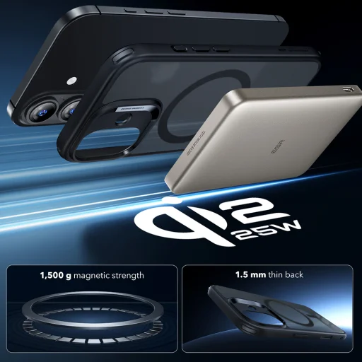 iPhone 17 - Frosted Black ESR Classic Hybrid HaloLock tok - 5