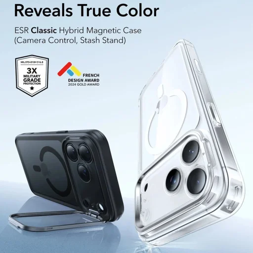 iPhone 17 Pro Fekete Frosted ESR Classic Hybrid HaloLock Kickstand tok - 7