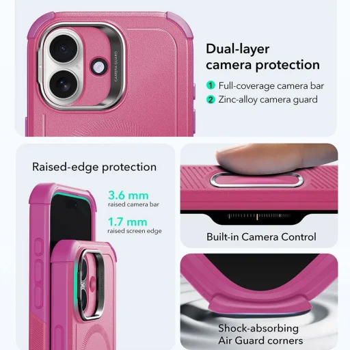 iPhone 17 Pink ESR - Cyber Armor Kickstand tok - 3