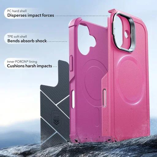 iPhone 17 Pink ESR - Cyber Armor Kickstand tok - 4
