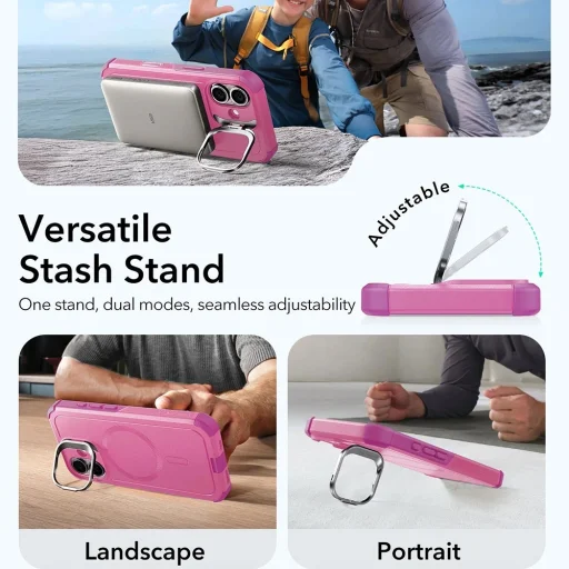 iPhone 17 Pink ESR - Cyber Armor Kickstand tok - 5