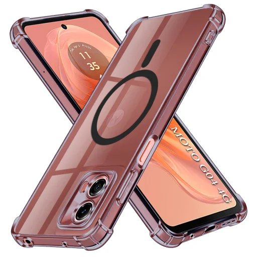 Motorola Moto G04 / Moto G04s / Moto G24 / Moto E14 Techsuit - Shockproof Clear Silicone MagSafe - Smoke Black tok - 1